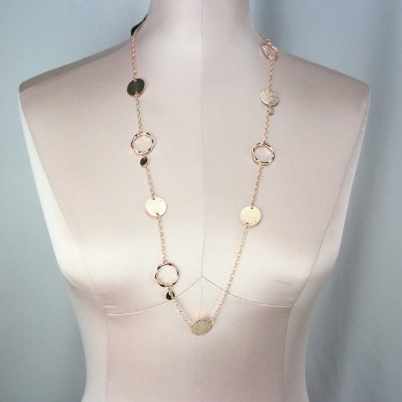 Metal Jewelry - Metal Necklace 32"-34" Long Copper-tone Single Strand